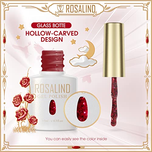ROSALIND UV Nagellack Schwarz Rot Glitter Gel Nagellack 15ml UV LED Soak Off Nail Gel Polish Shellac Nagellack… – Bild 4
