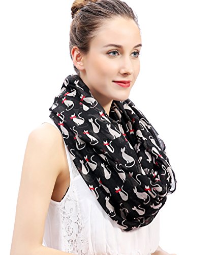 Lina & Lily Cat Print Women's Infinity Scarf Lightweight2