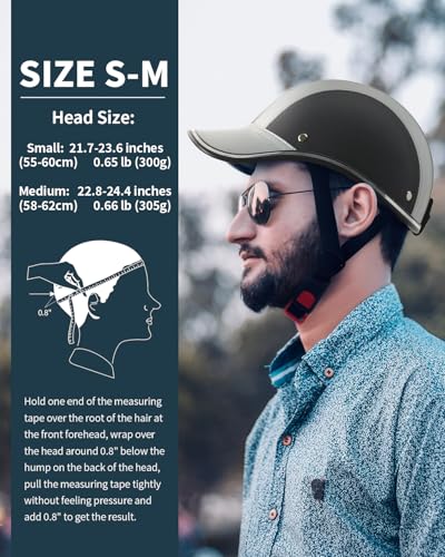 Image of Adult Baseball Cap Helmet - Urban Style for Golf, Low Profile Urban Commute PU Retro Leather Hat for Men & Women