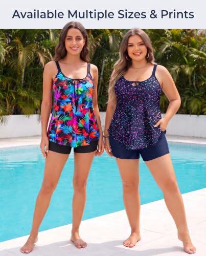 Image of Daci Women Plus Size Tankini Swimsuit - 2 Piece Flowy Plus Size Bathing Suits and Shorts with Pockets 2025