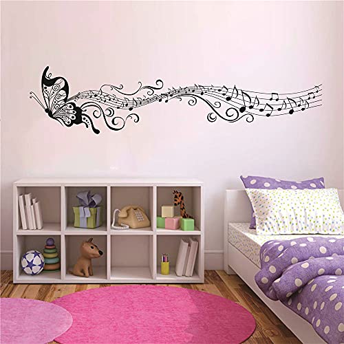 Vinilo Decorativo Mariposas Musicales Negro 33x145 cm Pack 2