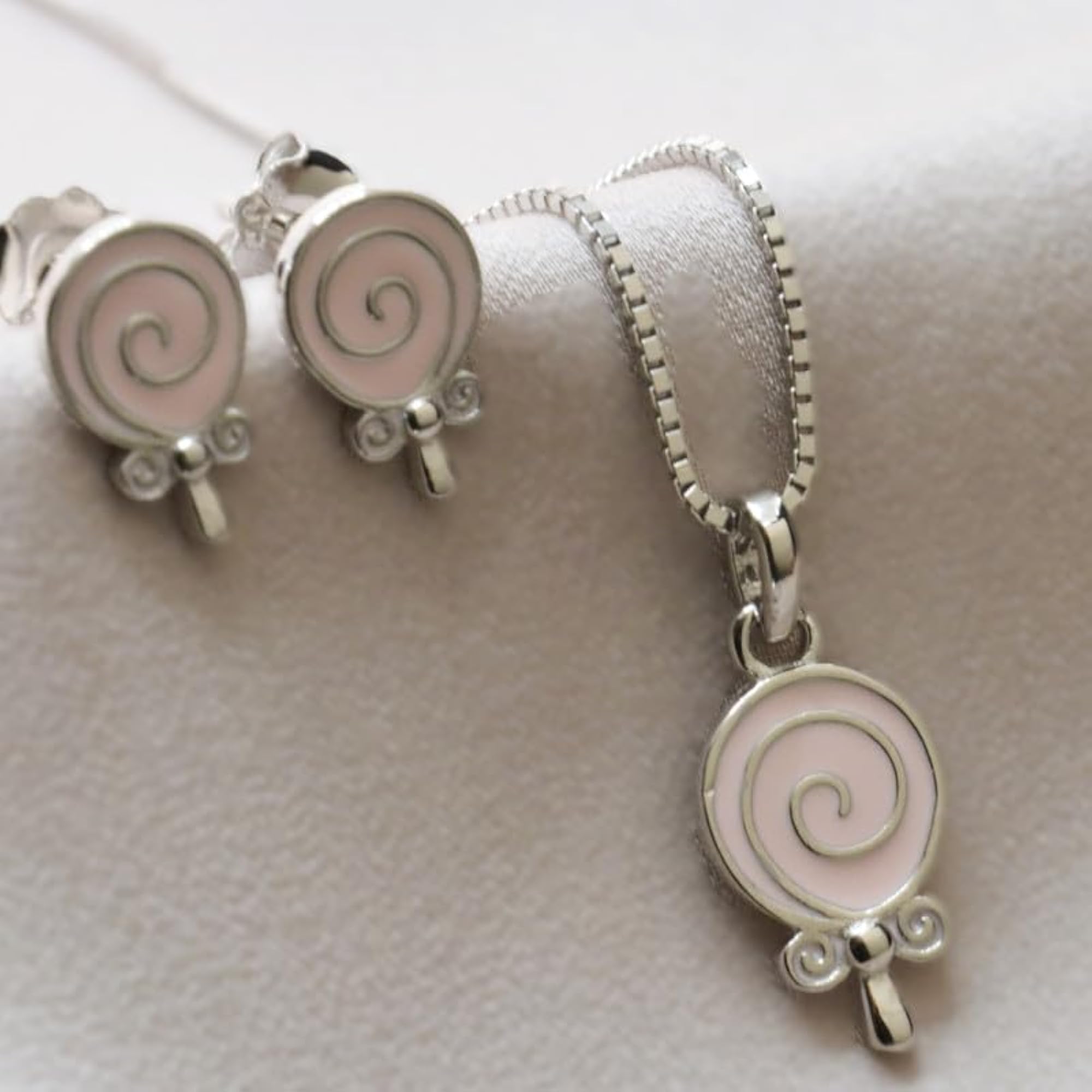 925 Sterling Silver Spiral Necklace Set with Earrings