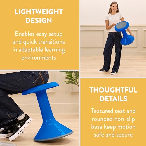 Image of Back2School Express Wobble Sensory Stool for Classroom - 18 inch Active Flexible Seating Chair for Kids, 220lb Capacity, GREENGUARD Gold Certified, Blue