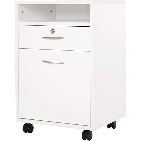 HOMCOM Cajonera para Oficina con 4 Ruedas 2 Frenos Cajón Cerradura