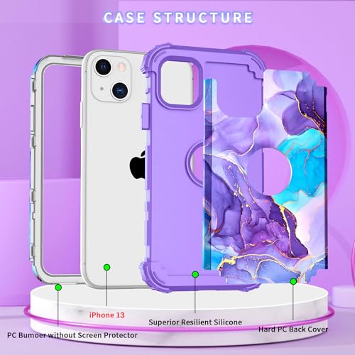 Bqqfg 18A0022-7 For Iphone 13 Case,Three Layer Heavy Duty Shockproof Protection Hard Plastic Bumper + Soft Silicone Rubber Hybrid Protective Case thumb #5
