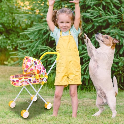 Cochecito para muñecas estable y resistente con dosel infantil ajustable 5