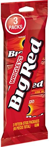 Wrigley's Big Red Cinnamon Gum, 3 Fifteen-Stick Packs (45 Pieces Total)