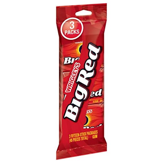Big Red Wrigley's Cinnamon Gum, 3 Fifteen-Stick Packs (45 Pieces Total)