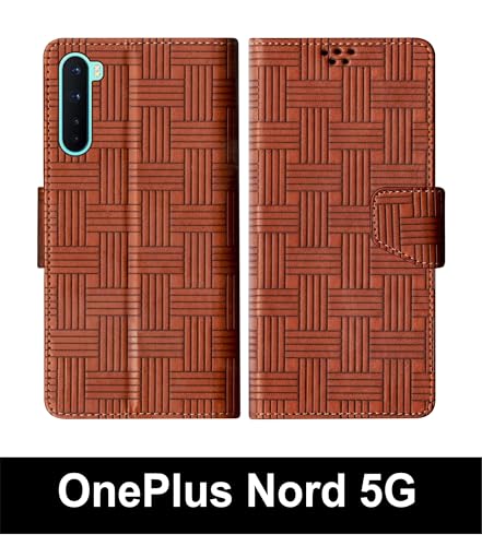 Image of SBMS Flip Cover Case for OnePlus Nord 5G Back Case Cover with Magnatic Closure | Inbuilt Stand | Card & Money Pocket (Mat Tan)