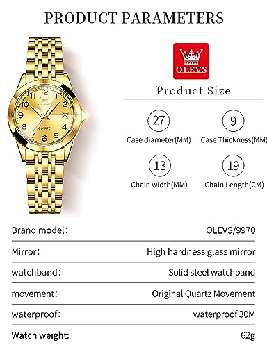 Image of OLEVS Womens Watch Fashion Dress Diamond Female Watches for Ladies Analog Quartz Stainless Steel Waterproof Luminous Day Date Two Tone Wristwatch