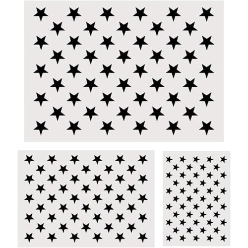 Koogel 50-Star American Flag Stencil Set, 3 Sizes Reusable &Amp; Easy-To-Use Star Templates For Painting, Beginner-Friendly Diy 4Th Of July Wall Decor &Amp; Crafts