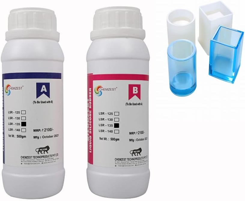 Silicone Mold Making Kit,35A RTV Liquid Silicone Rubber,Non Toxic,Odorless-1:1 Mixing Ratio|Artificial Hand,Rapid Prototyping,Concrete Mold|Translucent(500Gm+500Gm)