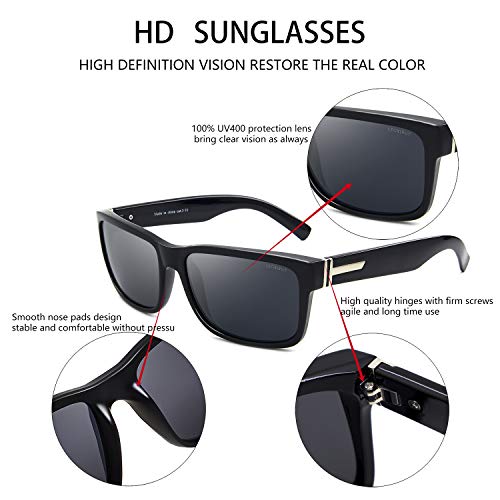 LECKIRUT Vintage Polarized Sunglasses for Men Women Retro Oversized Square Mirror Sun Glasses4