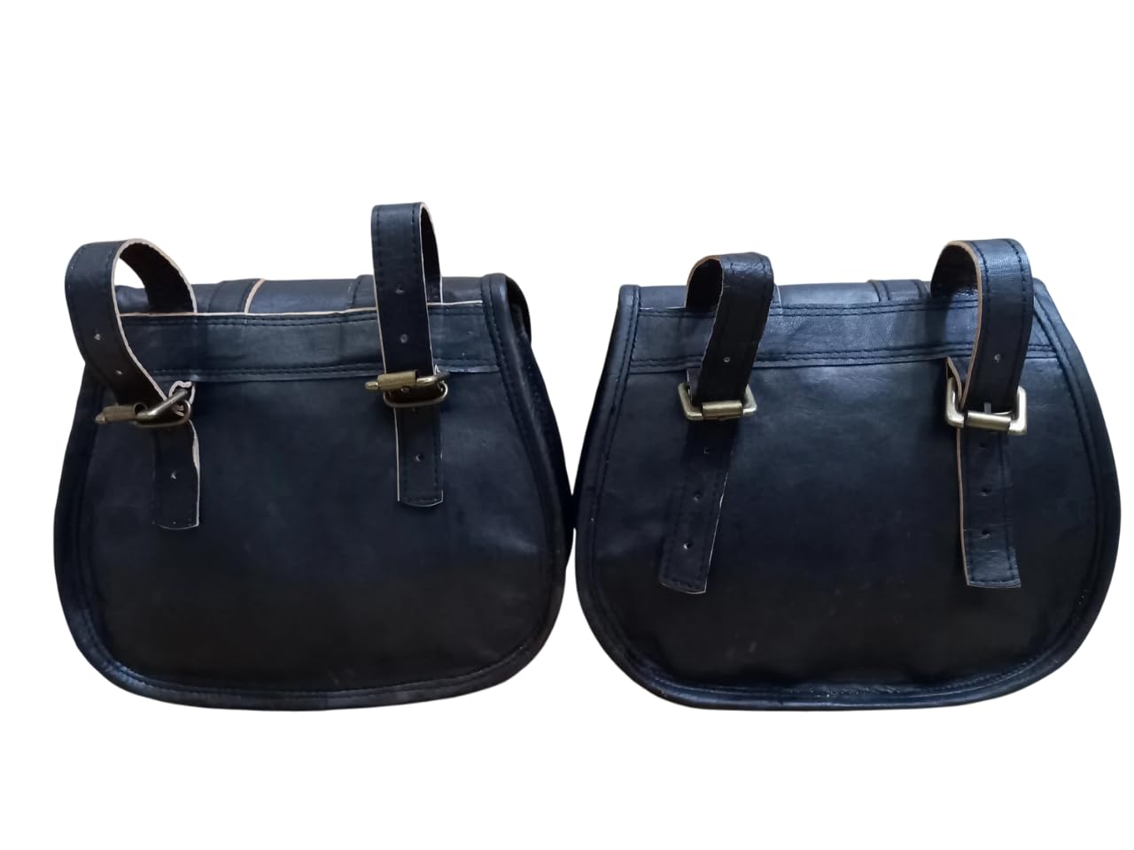 American Blue Borse da sella per moto, tasca laterale per bicicletta, borsa per attrezzi in pelle (2 tasche) (nero)