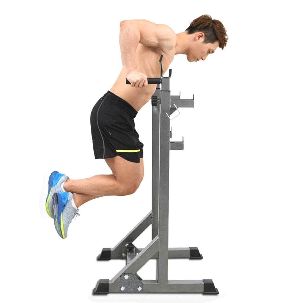 Składana ławka do hantli, stojak na sztangę fitness - 660 funtów maksymalnego obciążenia, regulowany stojak do przysiadów, stacja do dipów, siłownia, ławka do podnoszenia ciężarów, stojak do przysiadó
