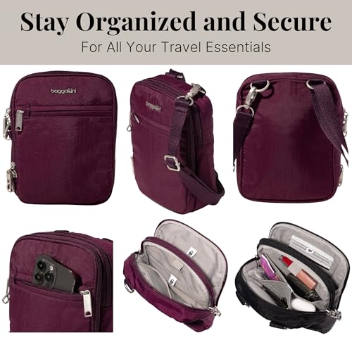 Image of Baggallini Securtex Anti-theft Mini Everything Crossbody Bag, 6.3 inchx8.25 inch Rfid, Locking Zippers & Cut-resistant Strap