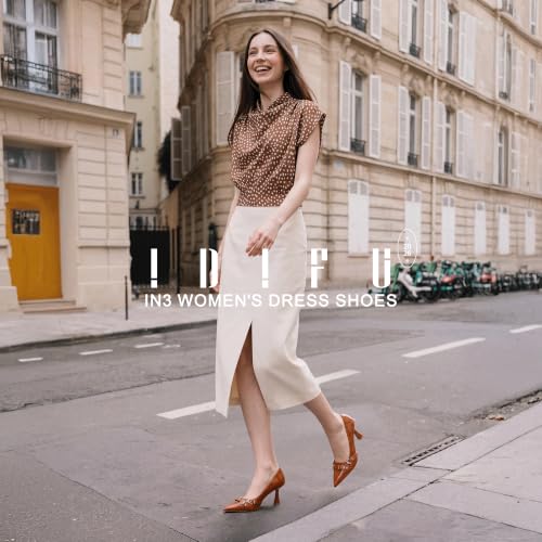 Image of IDIFU Kitten Heels Pumps Closed Pointed Toe Dress Shoes for Women
