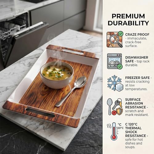 Image of U.P.C Serving Tray Set of 2 / Tray Set for Serving Premium Printed Tray for Serving /Multi-Use Serving Plate (Small, Medium)