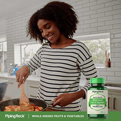 Piping Rock Super Greens Supplement | 120 Caplets | Fruits And Vegetables | Max Multi Vitamin With Probiotics | Non-Gmo, Gluten Free #TOP5