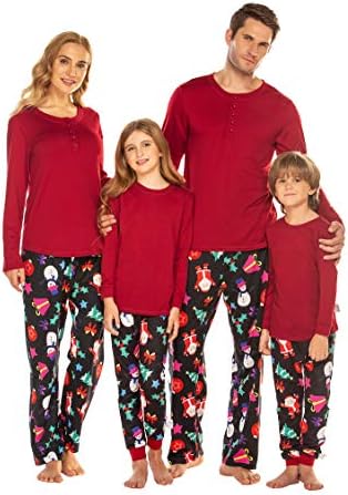 EkouaerChristmas Pajamas Matching Family Pj Set Long Sleeve Tops and Plaid Pants for Sleepwear Soft Loungewear Pjs