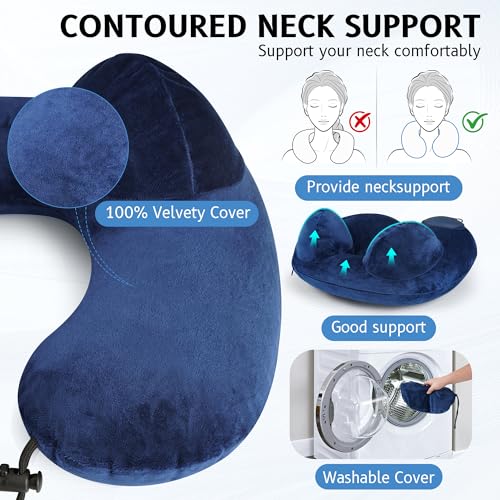 Coussin De Voyage Avion : Coussin de Voyage Gonflable, Coussin Avion, Oreiller de Voyage Portab... – Image 2