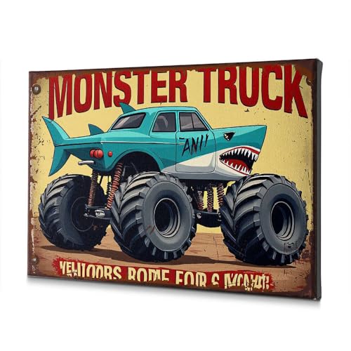 Toile camion monstre requin WTD tableau déco murale 30x40 cm