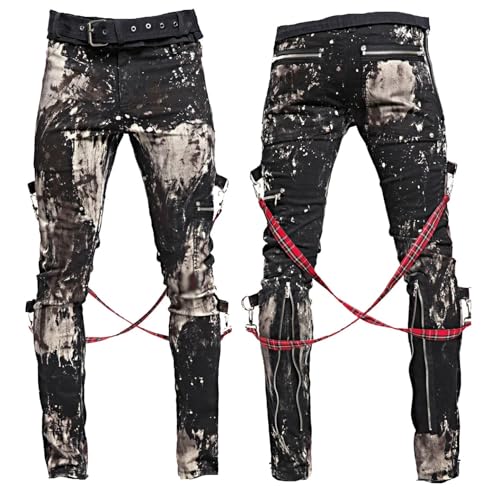 Men Alternative Goth Pants Black Jeans Apocalyptic Bleach Rebel Punk Pant/USA