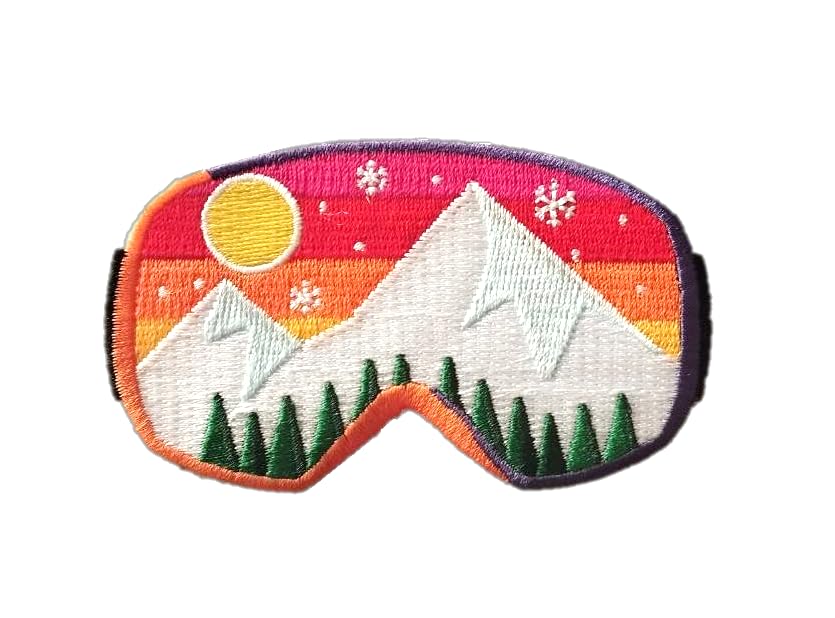 PatchClub Ski Snowboard Goggles Patch, 3.5 inches, Winter Mountain Sports Adventure Patch - Colorful, Fully Embroidered Iron On/Sew On