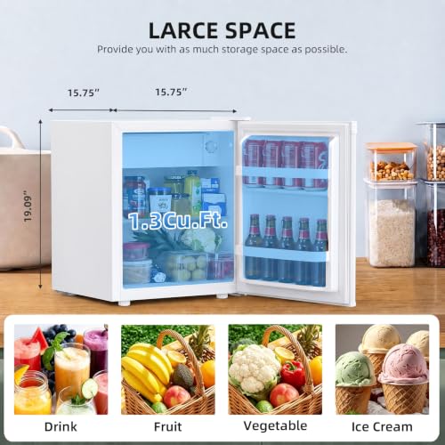 Image of Antarctic Star Compact Refrigerator Mini Fridge with Single Reversible Door,Wire Shelf,Defrost Button, for Bedroom /Office /Dorm,1.3 Cu. Ft,White