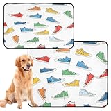 SLHKPNS Washable Pee Pads for Dogs Colorful Sneakers Pattern Design Absorbent Reusable Puppy Training Pads Non-Slip Dog Mats for Floor Protector Couch Cover Car (24x36in/36x42in),