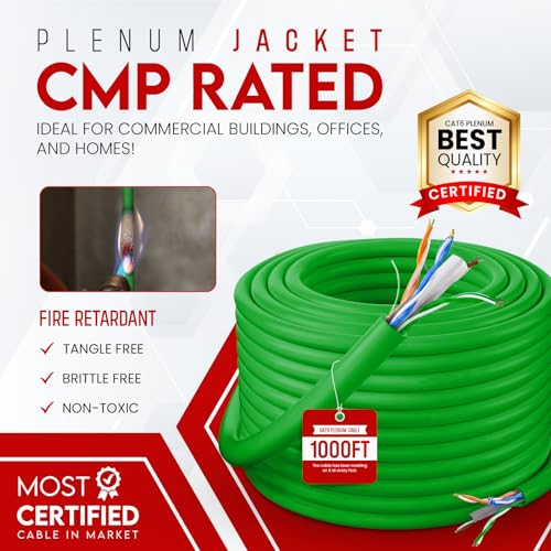 Câble Ethernet CAT6 Plenum vert 304m NewYork Cables en cuivre pur 23 AWG - 4