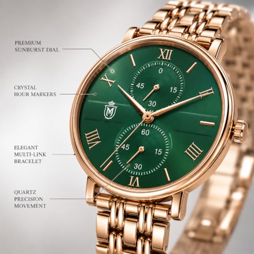 Image of MOOVER Women's Analog Quartz Watch with Stainless Steel Strap