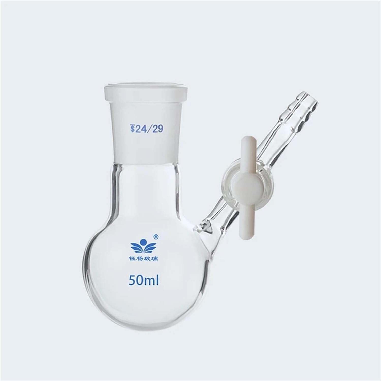 1PCS 25ml to 1000ml Lab Ball Shaped Borosilicate Glass Reaction Flask With PTFE Piston for Laboratory Equipment(1000ml caliber24)