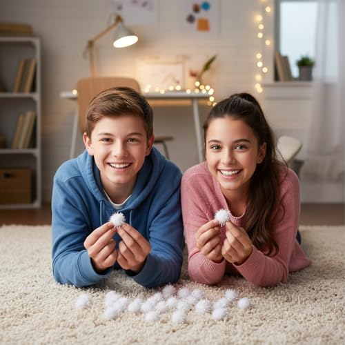 100 Stück Rund Mini Pompon, Plush Pompons mit Silber Glitzer 15mm, Bommel Nähen, Flauschigen Plüsch Bälle für Lustige DIY Kreative Handwerk