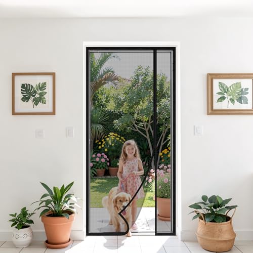 Magnetic Closure Screen Door, Reversible Mesh Door Screen Fits 36" x 82" Door, Heavy-Duty Magnetic Mesh Curtain for Sliding Door and French Door, Self-Sealing, Portable Patio Screen (38" x 83") — view 6