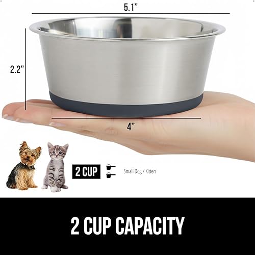 Vista 70 de GORILLA GRIP Juego de 2 cuencos para perros, con capacidad para 8 tazas (64 onzas líquidas), cuenco de metal resistente para alimentos y agua