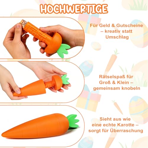 Anruzon Upgrade Geldgeschenk Ostern – Karotten-Labyrinthbox im 3D-Druck, kreative Ostergeschenkverpackung für Geld, Gutschein & kleine Überraschungen, Rätselspaß für Osternest, für Kinder & Erwachsene