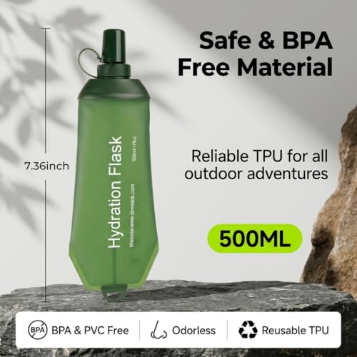 Image of PROBEROS Soft Flask 500ml TPU Collapsible Water Bottle with Soft Bite Valve for Running Hiking Cycling Outdoor Hydration