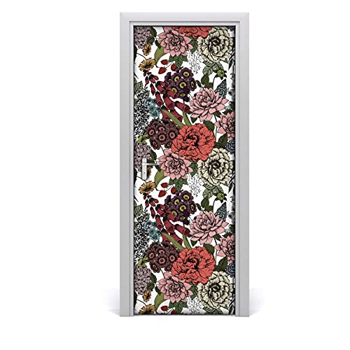 Autocollant de porte auto-adhésive étiquette murale 70x200cm fleurs