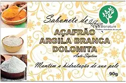 Sabonete de Açafrão, Argila Branca e Dolomita, Kit com 3 Unidades, 90g cada
