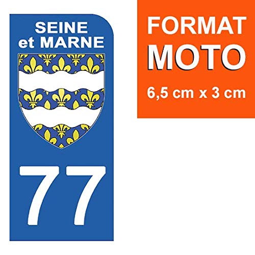 DECO-IDEES 1 Sticker pour Plaque d'immatriculation Moto, 77 Seine Maritime - Stickers Garanti 5 Ans - Nos Stickers sont recouvert d'un pelliculage de Protection spécifique