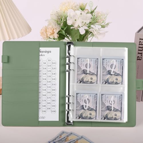 100 Enveloppes Challenge SKYDUE Classeur à Anneaux A5, 100 Enveloppes Saving Challenge En Classeur Economie