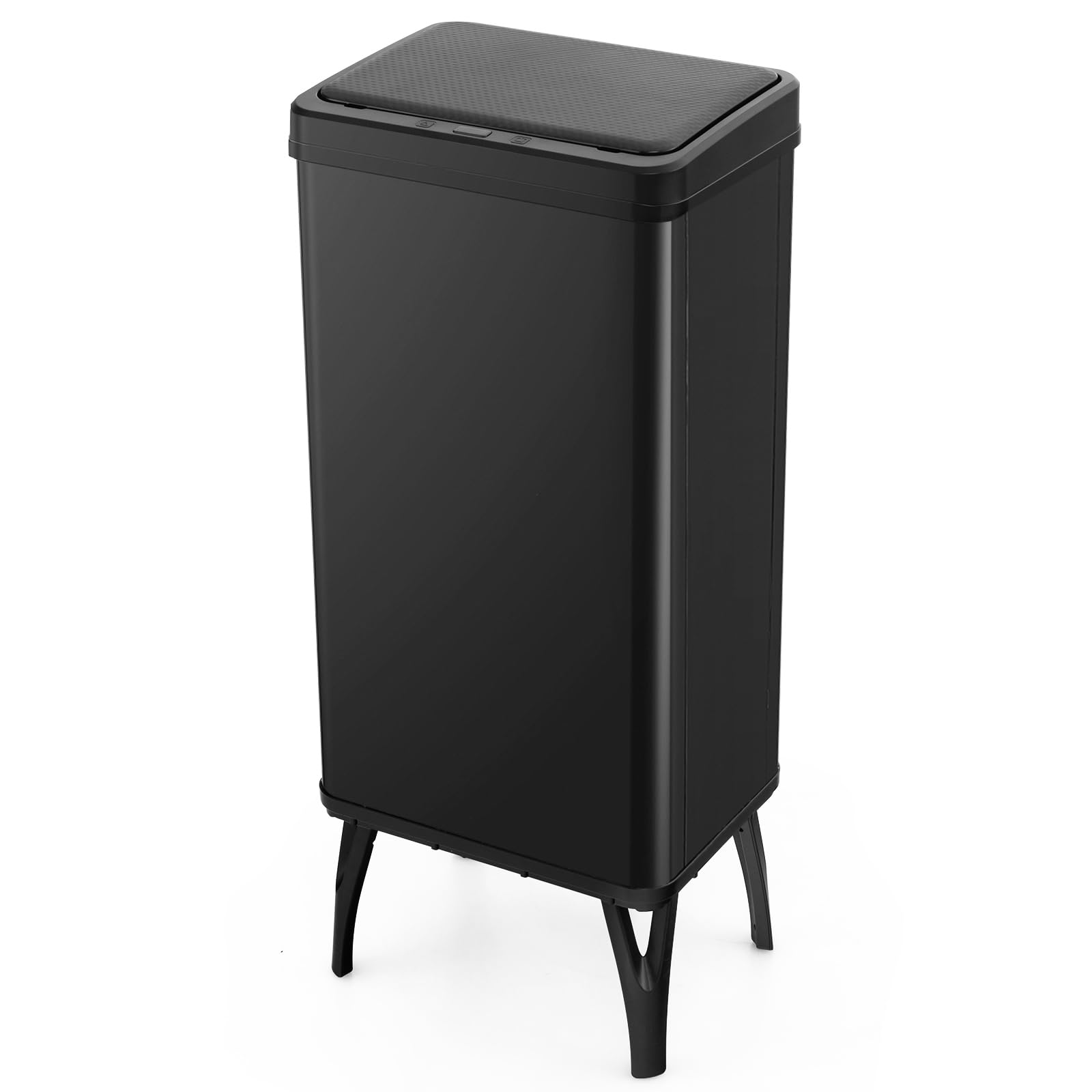 COSTWAY Cubo de Basura Cocina 50 L, Papelera Cocina Inteligente con Sensor de Movimiento Automático, Patas Desmontables, Cubo Basura de Metal de Diseño Elevado, para Cocina, Oficina (Negro)