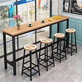 Gguwug ハイカウンターテーブル 長さ100/120/140/160/180/200CM 家庭用、カフェ、ダイニング、バーに適しています(椅子は含まれていません、椅子は別途購入する必要があります) バーテーブル スチール脚 滑りに...