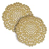 Gold Wood Carved Trivet Placemats for Dining Table Scratch Heat Resistant Table Mats Kitchen Décor...