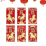 Sobre rojo chino 2026, 2026 Festival de primavera lindos patrones de caballos, Año Nuevo Chino Hong Bao, para adultos, amantes, amigos, mamá, papá, niños
