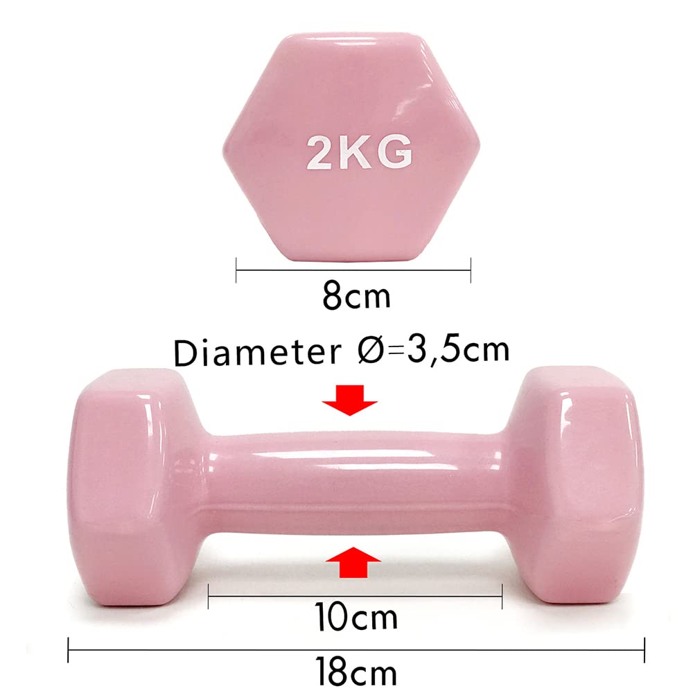 Juego De Mancuernas Pequeñas De 2Uds Mancuernas Recubiertas para Fitness Mancuernas Antideslizantes para Ejercicio Mancuernas De Vinilo para Fitness