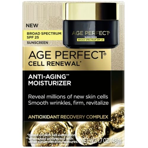 Age Perfect Cell Renewal Anti-Aging Day Moisturizer with Broad Spectrum SPF 25 Sunscreen, Antioxidants, and Vitamin E 1.7oz