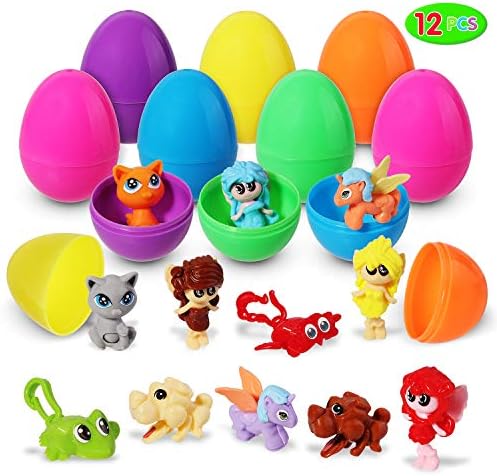 Easter Eggs Toys, 12 Pieces DIY Mini Assembling Block Toys Pre-filled in Easter Eggs; Assorted Cartoon Collection for Easter Theme Party Favor, Easter Eggs Hunt, Basket Filler, Classroom Prize Supplies.