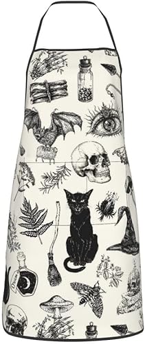 Miniatura 2 de Delantales para mujeres y hombres, delantales de chef con bolsillos para decoración de cocina, barbacoa, cocción, hornear a la parrilla